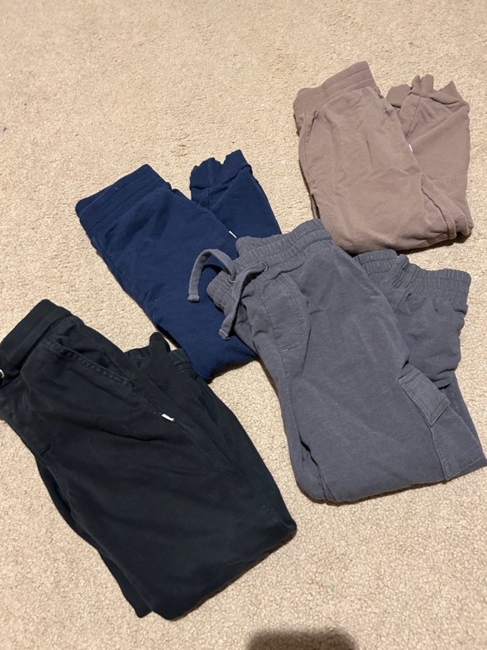 Set of 4 Little Sleepies Play Jogger Pants - Black, Navy, Gray, Brown - size 5